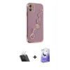 MARSİLYAN™- iPhone 12 Kılıf Nova Işık Prime - Siyah Bilvis 5in1 5D Magic Hayalet Cam Ekran Koruyucu + Kamera Lens Koruma Cam - SF