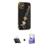 MARSİLYAN™- iPhone 12 Kılıf Nova Işık Prime - Siyah Bilvis 5in1 5D Magic Hayalet Cam Ekran Koruyucu + Kamera Lens Koruma Cam - SF