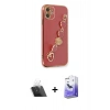 MARSİLYAN™- iPhone 12 Kılıf Nova Işık Prime - Siyah Bilvis 5in1 5D Magic Hayalet Cam Ekran Koruyucu + Kamera Lens Koruma Cam - SF