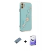 MARSİLYAN™- iPhone 12 Kılıf Nova Işık Prime - Siyah Bilvis 5in1 5D Magic Hayalet Cam Ekran Koruyucu + Shine Kamera Lens Koruma Cam - GI