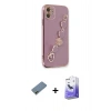 MARSİLYAN™- iPhone 12 Kılıf Nova Işık Prime - Siyah Bilvis 5in1 5D Magic Hayalet Cam Ekran Koruyucu + Shine Kamera Lens Koruma Cam - GD