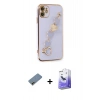 MARSİLYAN™- iPhone 12 Kılıf Nova Işık Prime - Siyah Bilvis 5in1 5D Magic Hayalet Cam Ekran Koruyucu + Shine Kamera Lens Koruma Cam - GD
