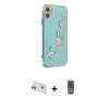 MARSİLYAN™- iPhone 12 Kılıf Nova Işık Prime - Siyah Joko Magic 5D Hayalet Cam + Yeşil Rainbow Kamera Lens Koruma Cam