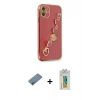 MARSİLYAN™- iPhone 12 Kılıf Nova Işık Prime - Siyah Polymer Nano Ekran Koruyucu + Gökkuşağı Shine Kamera Lens Koruma Cam