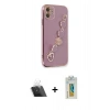 MARSİLYAN™- iPhone 12 Kılıf Nova Işık Prime - Siyah Polymer Nano Ekran Koruyucu + Kamera Lens Koruma Cam - SF