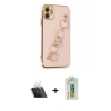 MARSİLYAN™- iPhone 12 Kılıf Nova Işık Prime - Siyah Polymer Nano Ekran Koruyucu + Kamera Lens Koruma Cam - SF
