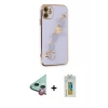 MARSİLYAN™- iPhone 12 Kılıf Nova Işık Prime - Siyah Polymer Nano Ekran Koruyucu + Raze Metal Kamera Lens - KI