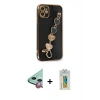 MARSİLYAN™- iPhone 12 Kılıf Nova Işık Prime - Siyah Polymer Nano Ekran Koruyucu + Raze Metal Kamera Lens - KI