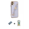 MARSİLYAN™- iPhone 12 Kılıf Nova Işık Prime - Siyah Polymer Nano Ekran Koruyucu + Metal Kamera Lens Koruma Cam - MI