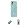 MARSİLYAN™- iPhone 12 Kılıf Nova Işık Prime - Siyah Polymer Nano Ekran Koruyucu + Metal Kamera Lens Koruma Cam - MI