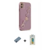 MARSİLYAN™- iPhone 12 Kılıf Nova Işık Prime - Siyah Polymer Nano Ekran Koruyucu + Metal Kamera Lens Koruma Cam - MI