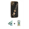 MARSİLYAN™- iPhone 12 Kılıf Nova Işık Prime - Siyah Polymer Nano Ekran Koruyucu + Raze Metal Kamera Lens - MI