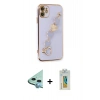 MARSİLYAN™- iPhone 12 Kılıf Nova Işık Prime - Siyah Polymer Nano Ekran Koruyucu + Raze Metal Kamera Lens - MI
