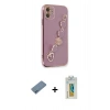 MARSİLYAN™- iPhone 12 Kılıf Nova Işık Prime - Siyah Polymer Nano Ekran Koruyucu + Shine Kamera Lens Koruma Cam - MI