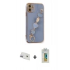 MARSİLYAN™- iPhone 12 Kılıf Nova Işık Prime - Siyah Polymer Nano Ekran Koruyucu + Rainbow Kamera Lens Koruma Cam - MR