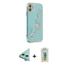 MARSİLYAN™- iPhone 12 Kılıf Nova Işık Prime - Siyah Polymer Nano Ekran Koruyucu + Raze Metal Kamera Lens - MI