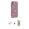 MARSİLYAN™- iPhone 12 Kılıf Nova Işık Prime - Siyah Polymer Nano Ekran Koruyucu + Renkli Kamera Lens Koruma Cam - PE