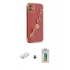 MARSİLYAN™- iPhone 12 Kılıf Nova Işık Prime - Siyah Polymer Nano Ekran Koruyucu + Renkli Kamera Lens Koruma Cam - PE