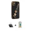 MARSİLYAN™- iPhone 12 Kılıf Nova Işık Prime - Siyah Polymer Nano Ekran Koruyucu + Şeffaf Kamera Lens Koruma Cam
