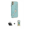 MARSİLYAN™- iPhone 12 Kılıf Nova Işık Prime - Siyah Polymer Nano Ekran Koruyucu + Şeffaf Kamera Lens Koruma Cam