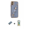 MARSİLYAN™- iPhone 12 Kılıf Nova Işık Prime - Siyah Polymer Nano Ekran Koruyucu + Shine Kamera Lens Koruma Cam - PE