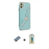 MARSİLYAN™- iPhone 12 Kılıf Nova Işık Prime - Siyah Polymer Nano Ekran Koruyucu + Shine Kamera Lens Koruma Cam - PE