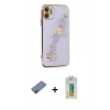 MARSİLYAN™- iPhone 12 Kılıf Nova Işık Prime - Siyah Polymer Nano Ekran Koruyucu + Shine Kamera Lens Koruma Cam - GD