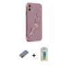 MARSİLYAN™- iPhone 12 Kılıf Nova Işık Prime - Siyah Polymer Nano Ekran Koruyucu + Shine Kamera Lens Koruma Cam - PE