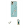 MARSİLYAN™- iPhone 12 Kılıf Nova Işık Prime - Siyah Polymer Nano Ekran Koruyucu + Renkli Kamera Lens Koruma Cam - TU