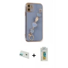 MARSİLYAN™- iPhone 12 Kılıf Nova Işık Prime - Siyah Polymer Nano Ekran Koruyucu + Rainbow Kamera Lens Koruma Cam - YL