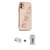 MARSİLYAN™- iPhone 12 Kılıf Nova Işık Prime - Siyah Polymer Nano Ekran Koruyucu + Rainbow Kamera Lens Koruma Cam - YL