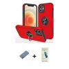 MARSİLYAN™- iPhone 12 Kılıf Odak Form Prime - Şeffaf Pasifik Cam Ekran Koruyucu + Shine Kamera Lens Koruma Cam - GS