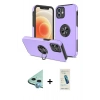 MARSİLYAN™- iPhone 12 Kılıf Odak Form Prime - Şeffaf Pasifik Cam Ekran Koruyucu + Raze Metal Kamera Lens - MI
