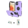 MARSİLYAN™- iPhone 12 Kılıf Odak Form Prime - Şeffaf Pasifik Cam Ekran Koruyucu + Rainbow Kamera Lens Koruma Cam - YL