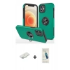 MARSİLYAN™- iPhone 12 Kılıf Odak Form Prime - Şeffaf Pasifik Cam Ekran Koruyucu + Renkli Kamera Lens Koruma Cam - SI