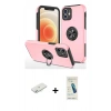 MARSİLYAN™- iPhone 12 Kılıf Odak Form Prime - Şeffaf Pasifik Cam Ekran Koruyucu + Renkli Kamera Lens Koruma Cam - SI