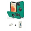 MARSİLYAN™- iPhone 12 Kılıf Odak Form Prime - Şeffaf Pasifik Cam Ekran Koruyucu + Renkli Kamera Lens Koruma Cam - SI