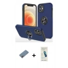 MARSİLYAN™- iPhone 12 Kılıf Odak Form Prime - Şeffaf Pasifik Cam Ekran Koruyucu + Shine Kamera Lens Koruma Cam - PE