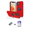 MARSİLYAN™- iPhone 12 Kılıf Odak Form Prime - Siyah Bilvis 5in1 3D Magic Cam Ekran Koruyucu + Shine Kamera Lens Koruma Cam - GS