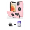 MARSİLYAN™- iPhone 12 Kılıf Odak Form Prime - Siyah Bilvis 5in1 3D Magic Cam Ekran Koruyucu + Kamera Lens Koruma Cam - SF