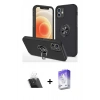 MARSİLYAN™- iPhone 12 Kılıf Odak Form Prime - Siyah Bilvis 5in1 3D Magic Cam Ekran Koruyucu + Kamera Lens Koruma Cam - SF