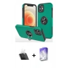 MARSİLYAN™- iPhone 12 Kılıf Odak Form Prime - Siyah Bilvis 5in1 3D Magic Cam Ekran Koruyucu + Kamera Lens Koruma Cam - SF
