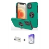MARSİLYAN™- iPhone 12 Kılıf Odak Form Prime - Siyah Bilvis 5in1 3D Magic Cam Ekran Koruyucu + Rainbow Kamera Lens Koruma Cam - MR