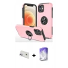 MARSİLYAN™- iPhone 12 Kılıf Odak Form Prime - Siyah Bilvis 5in1 3D Magic Cam Ekran Koruyucu + Rainbow Kamera Lens Koruma Cam - MR