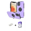 MARSİLYAN™- iPhone 12 Kılıf Odak Form Prime - Siyah Bilvis 5in1 3D Magic Cam Ekran Koruyucu + Renkli Kamera Lens Koruma Cam - YL