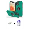 MARSİLYAN™- iPhone 12 Kılıf Odak Form Prime - Siyah Bilvis 5in1 3D Magic Cam Ekran Koruyucu + Renkli Kamera Lens Koruma Cam - SI