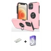 MARSİLYAN™- iPhone 12 Kılıf Odak Form Prime - Siyah Bilvis 5in1 3D Magic Cam Ekran Koruyucu + Renkli Kamera Lens Koruma Cam - SI
