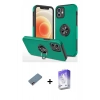 MARSİLYAN™- iPhone 12 Kılıf Odak Form Prime - Siyah Bilvis 5in1 3D Magic Cam Ekran Koruyucu + Shine Kamera Lens Koruma Cam - PE