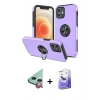 MARSİLYAN™- iPhone 12 Kılıf Odak Form Prime - Siyah Bilvis 5in1 5D Magic Hayalet Cam Ekran Koruyucu + Kırmızı Raze Metal Kamera Lens