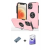 MARSİLYAN™- iPhone 12 Kılıf Odak Form Prime - Siyah Bilvis 5in1 5D Magic Hayalet Cam Ekran Koruyucu + Metal Kamera Lens Koruma Cam - MI